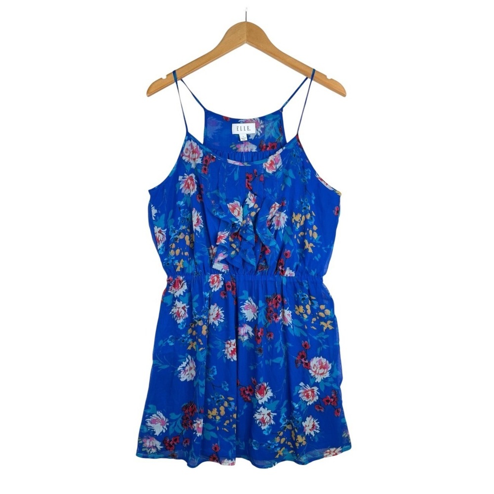 NWT ELLE Womens Floral Print Sundress Urban Traveler Size Large Blue